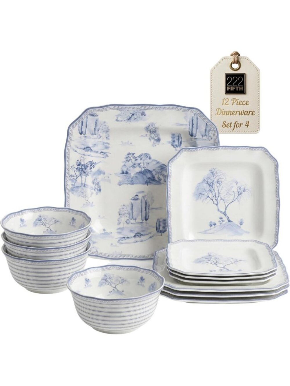 Elegant 12-Piece Porcelain Dinnerware Set for 4 - Glossy White Plates & Bowls